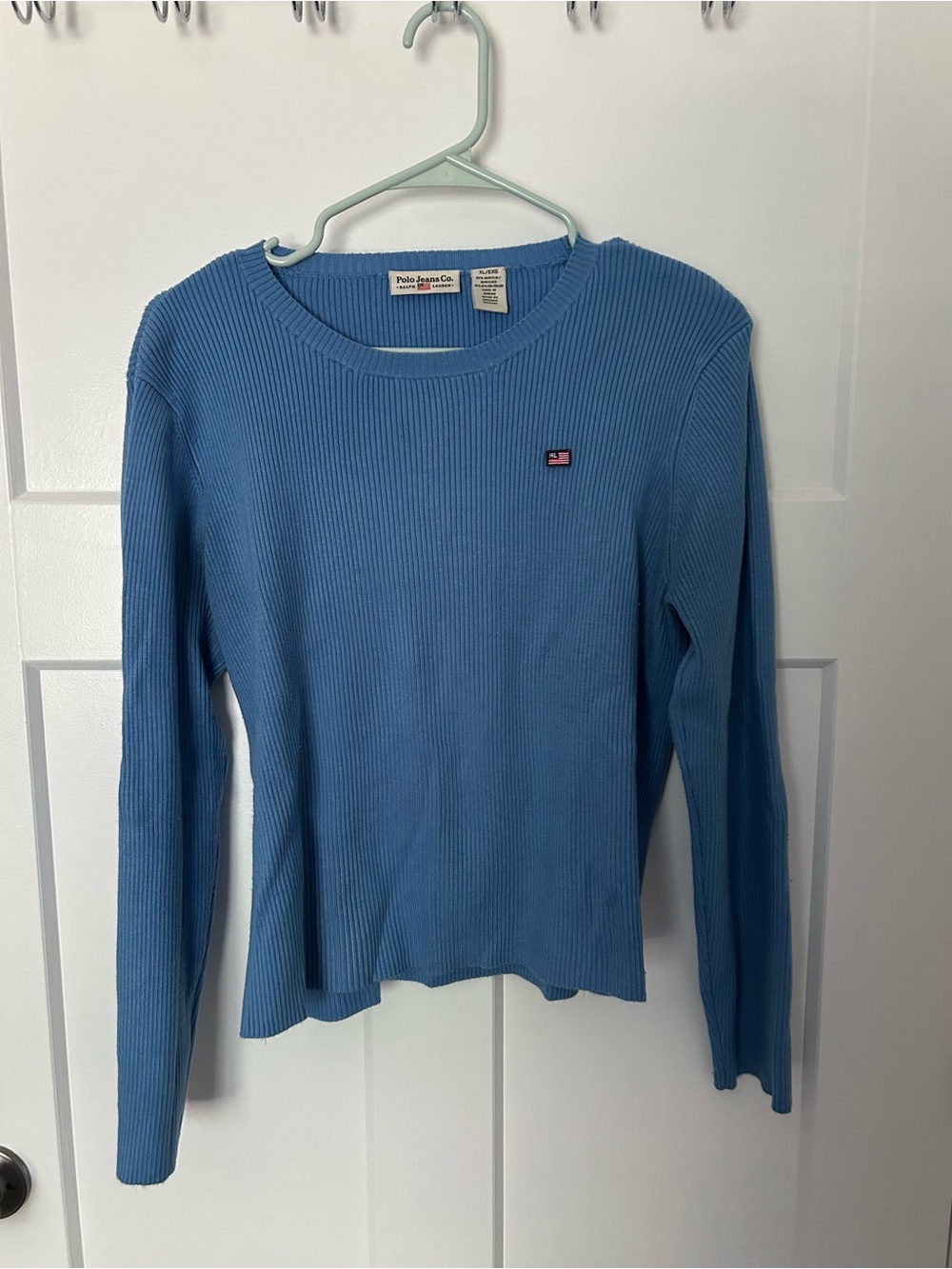 Polo Ralph Lauren Blue Ribbed Long-Sleeve Top